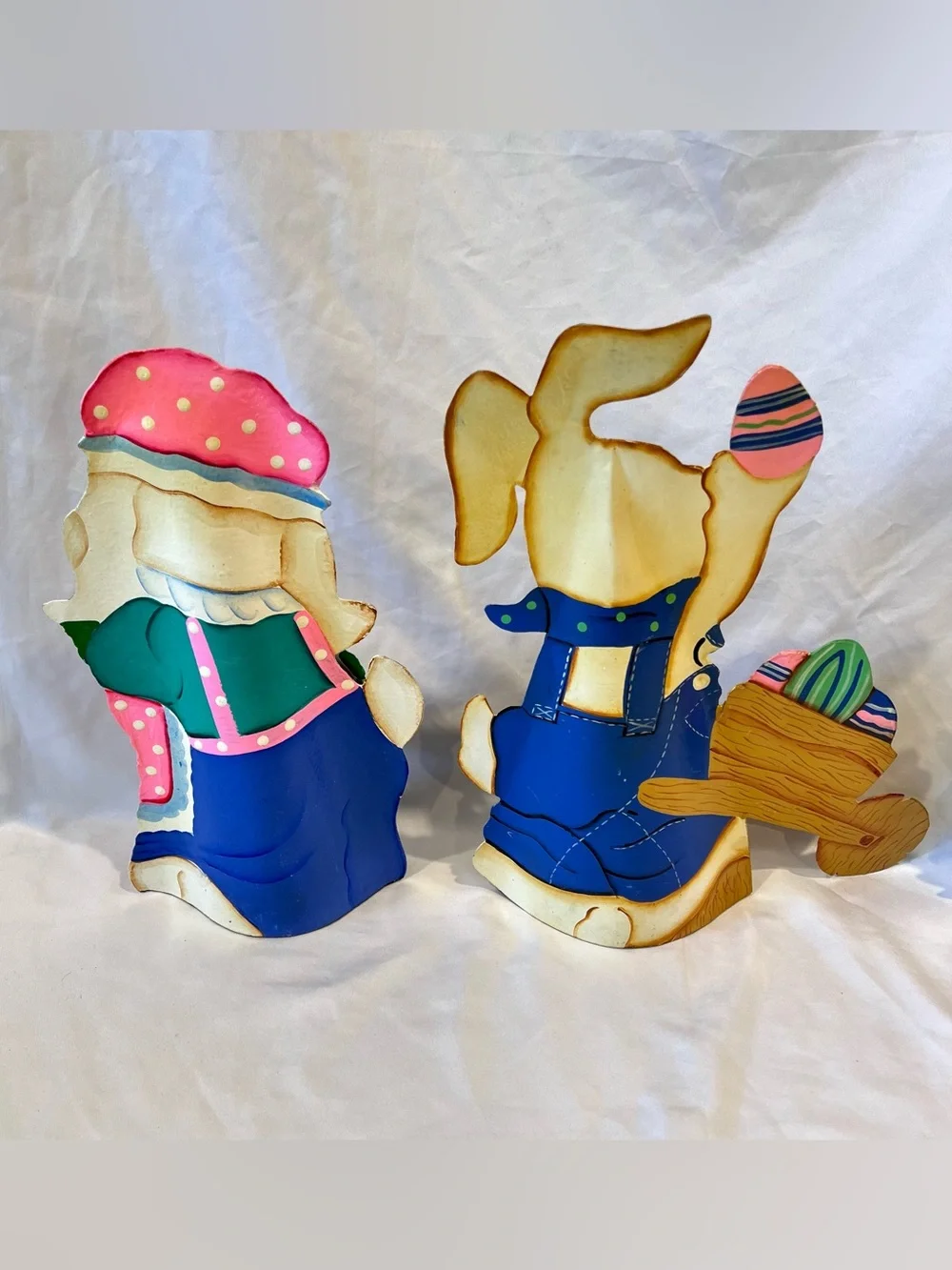 Vintage 1999 Easter Bunny Figurines Set of 4 Hand Painted Decor